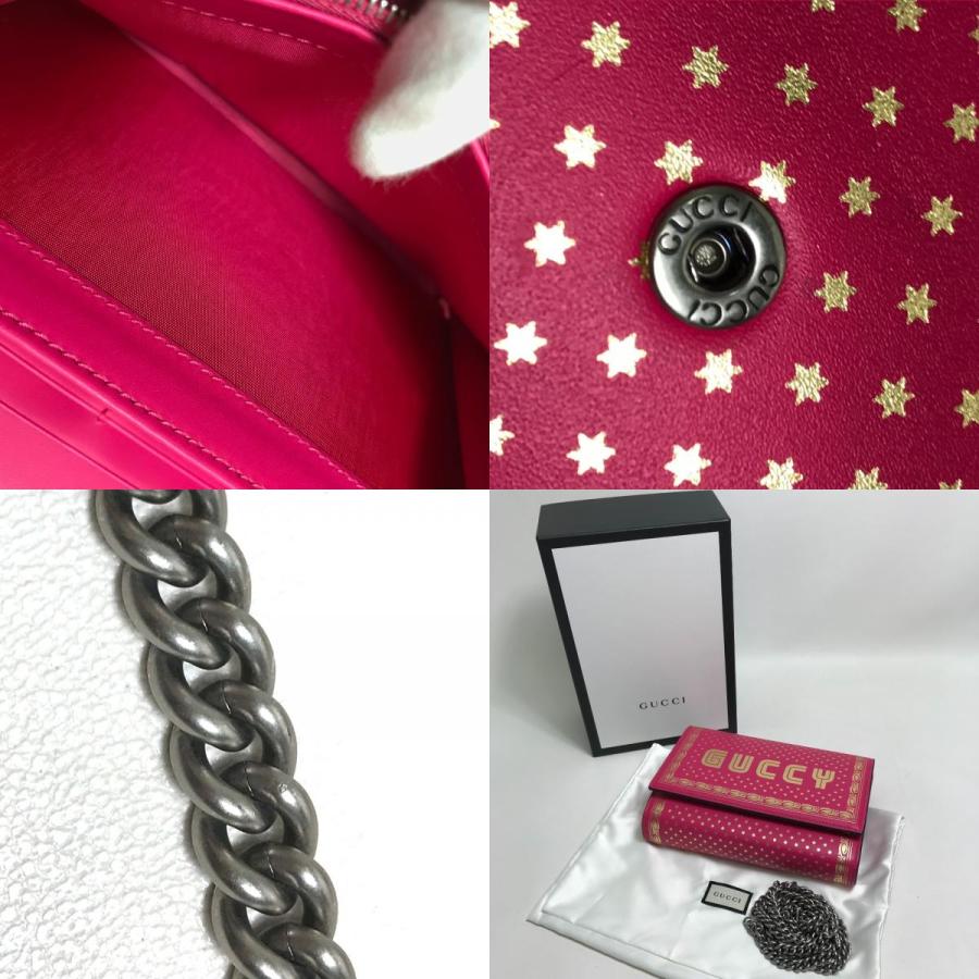GUCCI 新品同様 グッチ 524967 GUCCY ロゴ チェーンウォレット