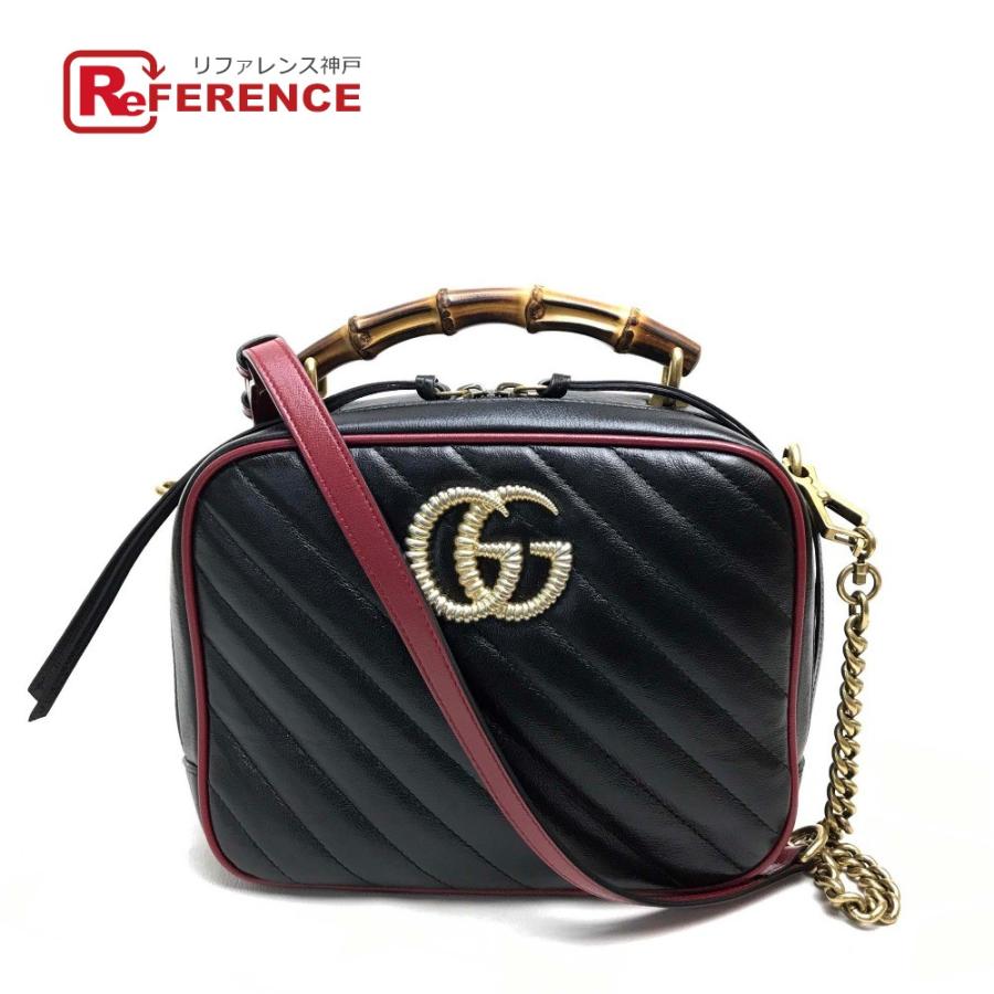 豪奢な 602270 グッチ GUCCI 美品 GG 黒 レザー ショルダーバッグ
