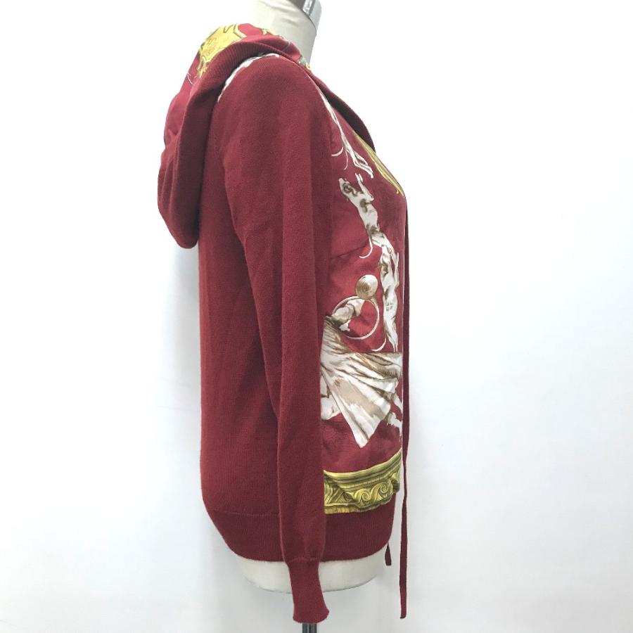 HERMES エルメス 総柄 長袖セーター カーディガン フード付き 長袖 ニット レディース 36 レッド×イエロー 赤 | HERMES | 02