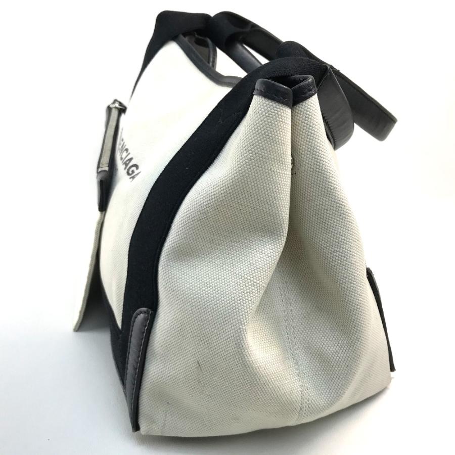 BALENCIAGA バレンシアガ 339933 カバS ロゴ トートバッグ ハンドバッグ キャンバス/レザー ホワイト×ブラック レディース【中古】 | BALENCIAGA | 01