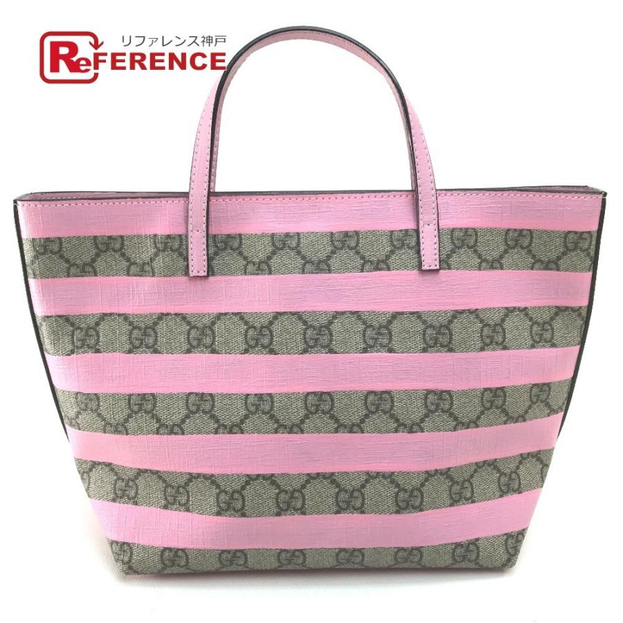 Gucci グッチ ボーダー ストライプ Ggスプリーム チルドレンズ ハンドバッグ ピンク キッズ 中古 E 1125 10 リファレンス コレクション 通販 Yahoo ショッピング