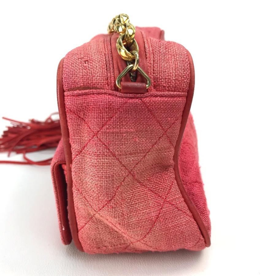 CHANEL シャネル CC ココマーク マトラッセ キルティング フリンジ タッセル ショルダーバッグ キャンバス レッド×ゴールド金具【中古】 | CHANEL | 10