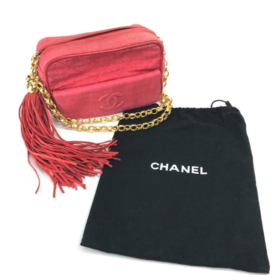 CHANEL シャネル CC ココマーク マトラッセ キルティング フリンジ タッセル ショルダーバッグ キャンバス レッド×ゴールド金具【中古】 | CHANEL | 12