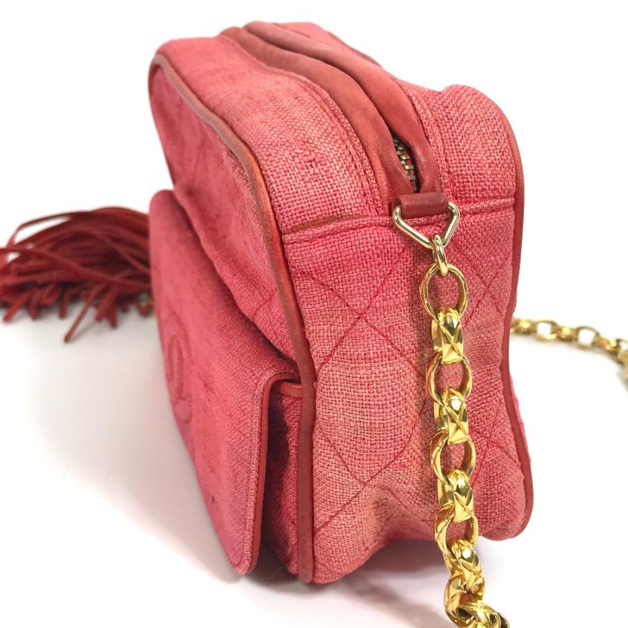 CHANEL シャネル CC ココマーク マトラッセ キルティング フリンジ タッセル ショルダーバッグ キャンバス レッド×ゴールド金具【中古】 | CHANEL | 02