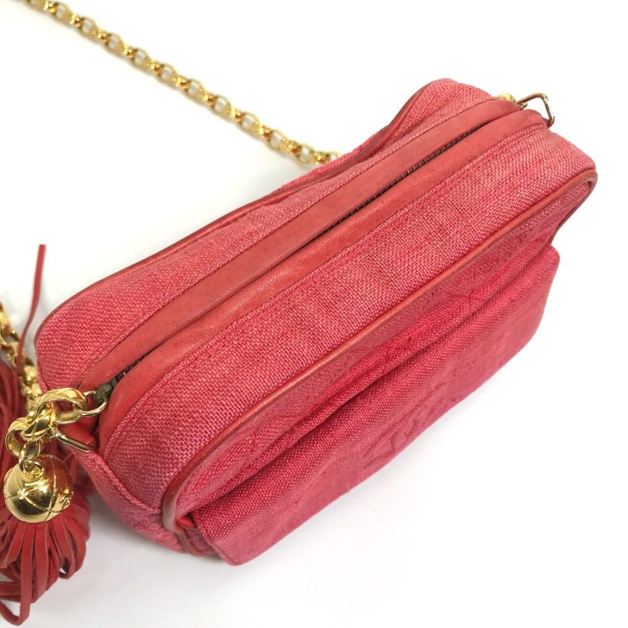 CHANEL シャネル CC ココマーク マトラッセ キルティング フリンジ タッセル ショルダーバッグ キャンバス レッド×ゴールド金具【中古】 | CHANEL | 03