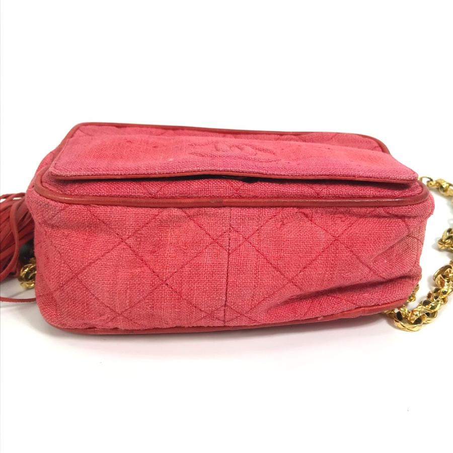 CHANEL シャネル CC ココマーク マトラッセ キルティング フリンジ タッセル ショルダーバッグ キャンバス レッド×ゴールド金具【中古】 | CHANEL | 04