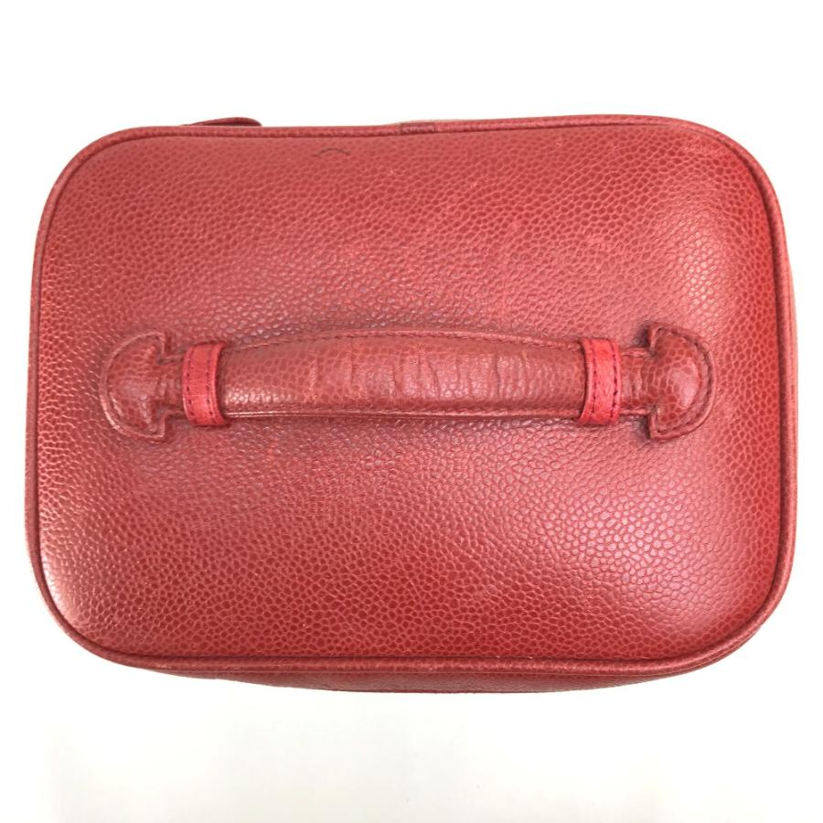 CHANEL シャネル CC ココマーク 横型 化粧ポーチ ハンドバッグ バニティバッグ キャビアスキン レディース レッド | CHANEL | 02