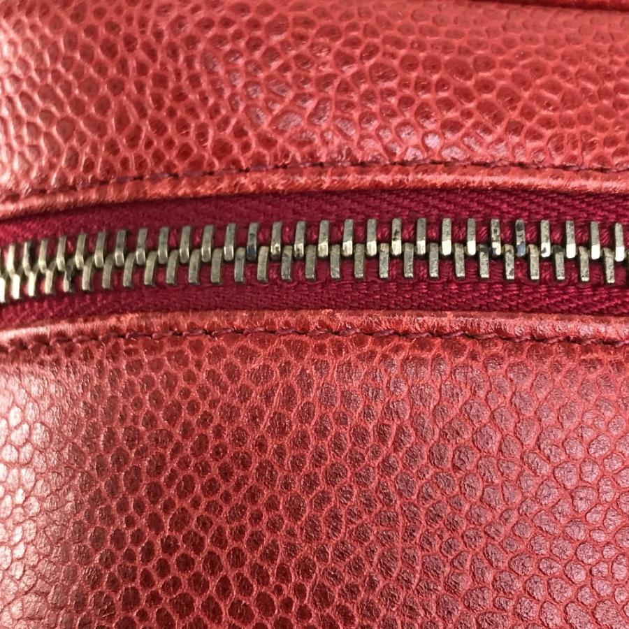 CHANEL シャネル CC ココマーク 横型 化粧ポーチ ハンドバッグ バニティバッグ キャビアスキン レディース レッド | CHANEL | 05