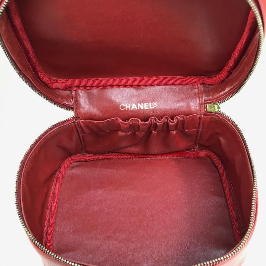 CHANEL シャネル CC ココマーク 横型 化粧ポーチ ハンドバッグ バニティバッグ キャビアスキン レディース レッド | CHANEL | 08