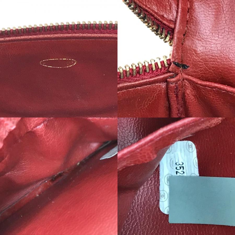 CHANEL シャネル CC ココマーク 横型 化粧ポーチ ハンドバッグ バニティバッグ キャビアスキン レディース レッド | CHANEL | 09