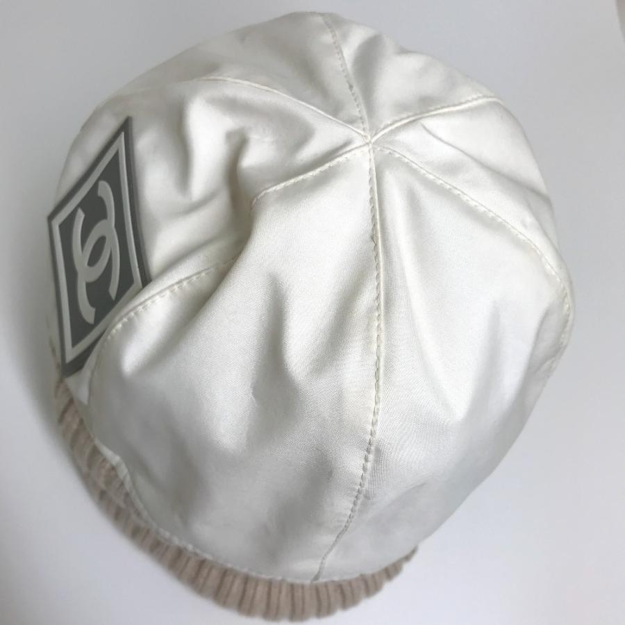 CHANEL シャネル CC ココマーク スポーツライン ロゴ ニットキャップ ニット帽 ポリエステル アイボリー/ベージュ レディース S【中古】 | CHANEL | 03