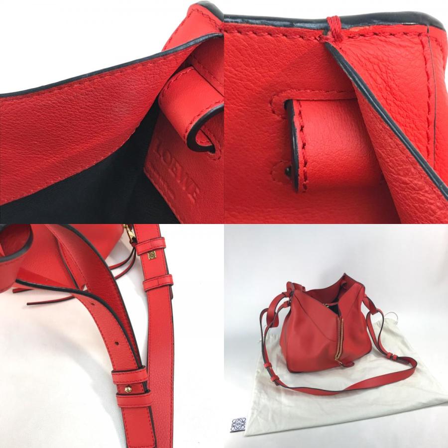 LOEWE ロエベ 387.30.N60 ハンモック スモール ロゴ 2WAY ショルダーバッグ ハンドバッグ レザー レッド | LOEWE | 09