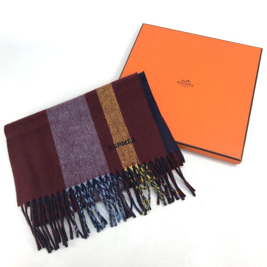 新品同様 HERMES エルメス オルタネートストライプ マフラー