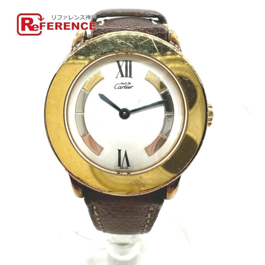 CARTIER カルティエ 1801 ヴィンテージ マストロンド ヴェルメイユ 腕時計 SV925/レザーベルト ゴールド  :E-210908-30:リファレンス コレクション - 通販 - Yahoo!ショッピング
