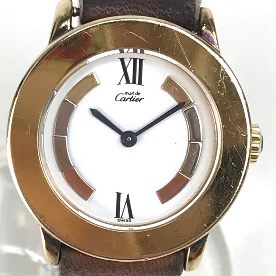 CARTIER カルティエ 1801 ヴィンテージ マストロンド ヴェルメイユ 腕時計 SV925/レザーベルト ゴールド | Cartier | 01