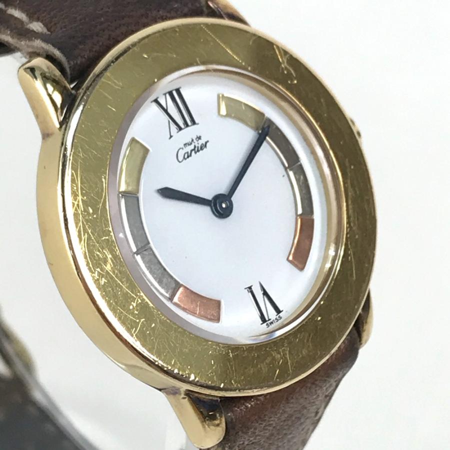 CARTIER カルティエ 1801 ヴィンテージ マストロンド ヴェルメイユ 腕時計 SV925/レザーベルト ゴールド | Cartier | 02