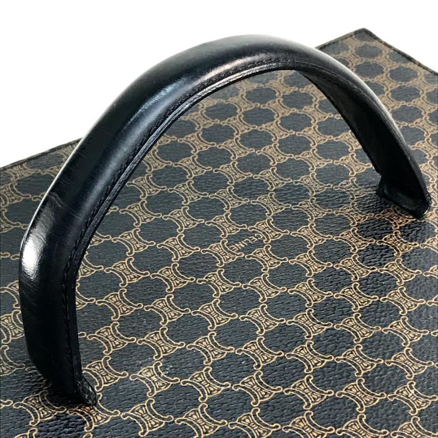 CELINE セリーヌ ロゴ 馬車金具 マカダム ハンドバッグ メイクボックス ミラー付き バニティバッグ PVC ダーク | CELINE | 11