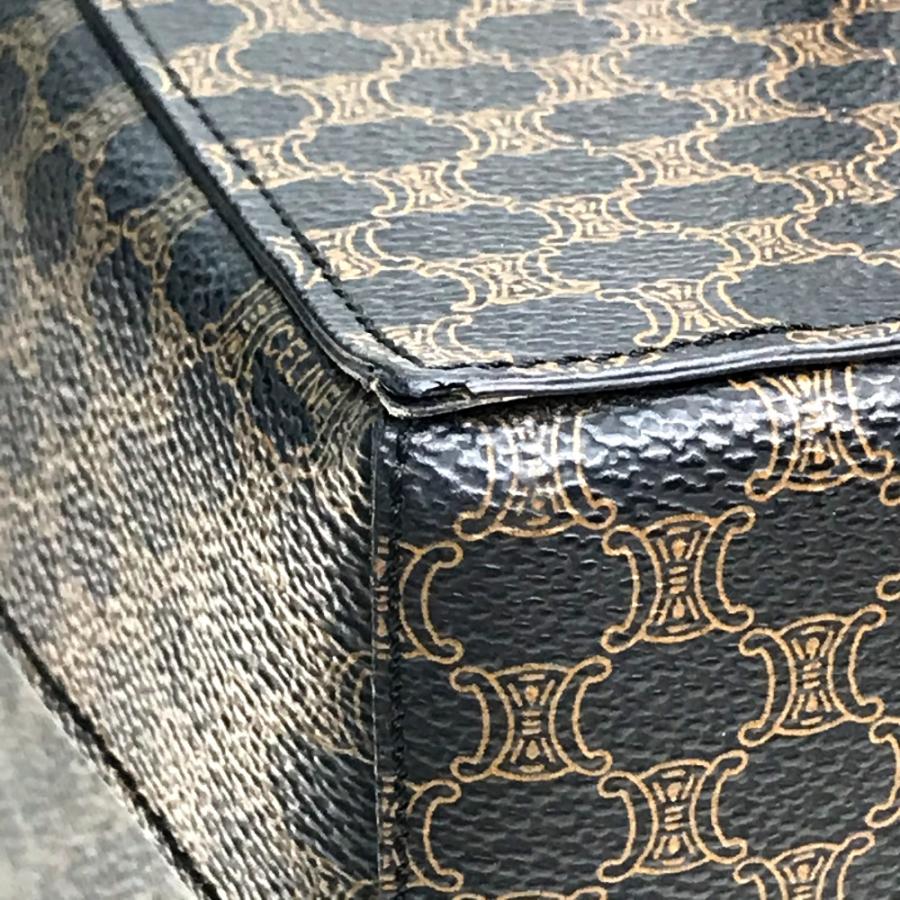 CELINE セリーヌ ロゴ 馬車金具 マカダム ハンドバッグ メイクボックス ミラー付き バニティバッグ PVC ダーク | CELINE | 03