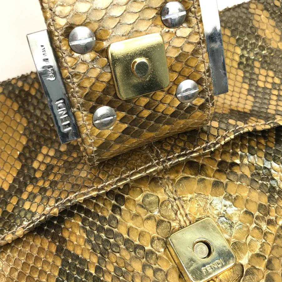 限定 フェンディ マンマバケット スパンコール パイソン ゴールド