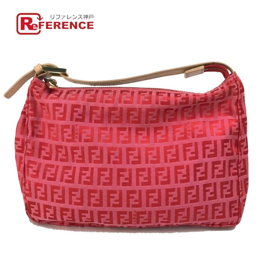 逆輸入 Vintage FENDI ズッカ柄 キャンバス クラッチバッグ レッド