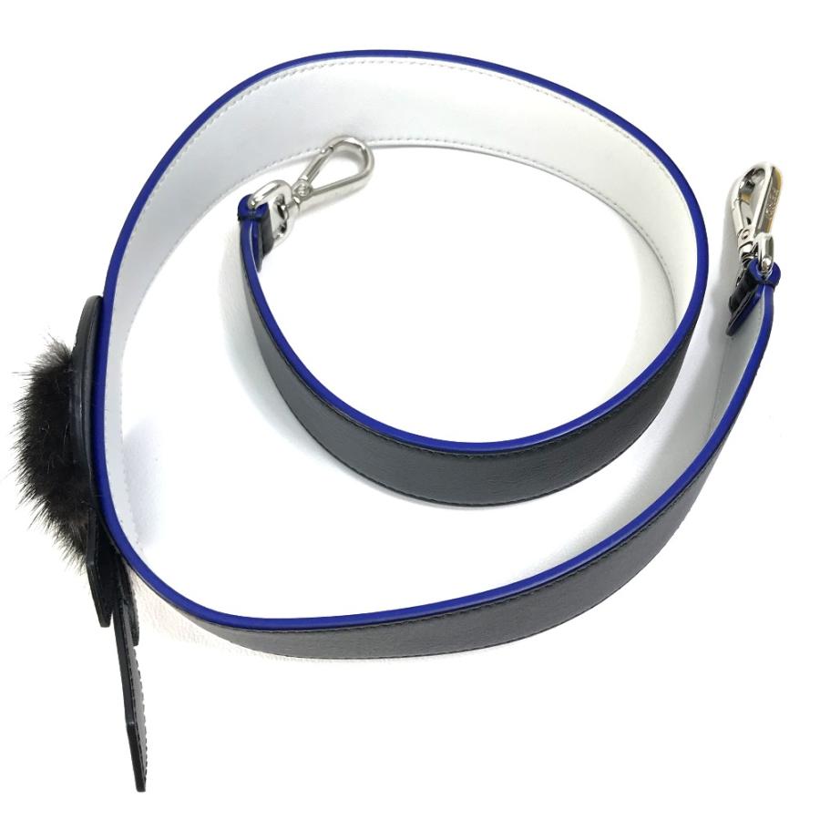 FENDI - フェンディ FENDI ストラップユー カーリト 8AV0775R7F0X93 ファー付き カール ラガーフェルド ショルダーストラップ レザー ブラック×ホワイト×ブルー 楽天市場】FENDI フェンディ 8AV0775R7F0X93 ファー付き