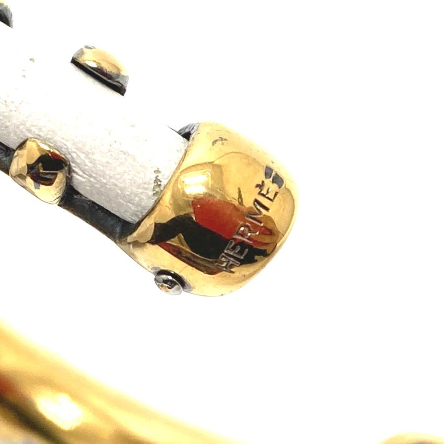 HERMES エルメス ホースシュー ヴィンテージ ブレスレット オープンバングル メタル/レザー レディース ホワイト | HERMES | 08