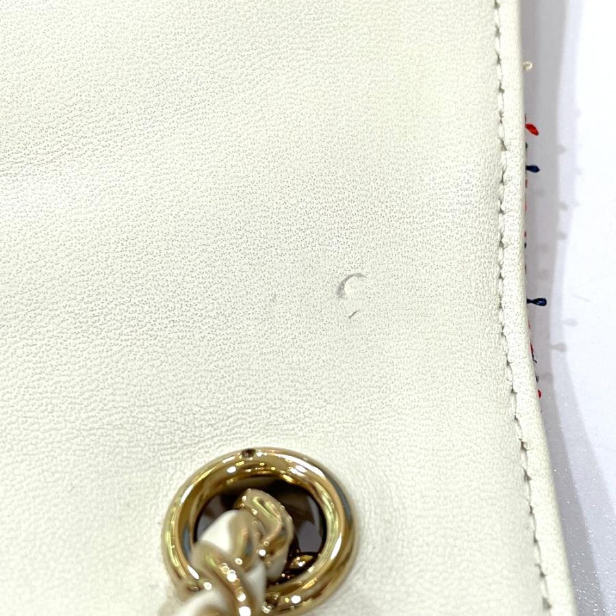CHANEL シャネル CC ココマーク フラップ ポシェット チェーン ショルダーバッグ レザー ホワイト×レッド レディース【中古】_5