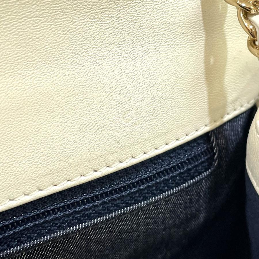 CHANEL シャネル CC ココマーク フラップ ポシェット チェーン ショルダーバッグ レザー ホワイト×レッド レディース【中古】_6