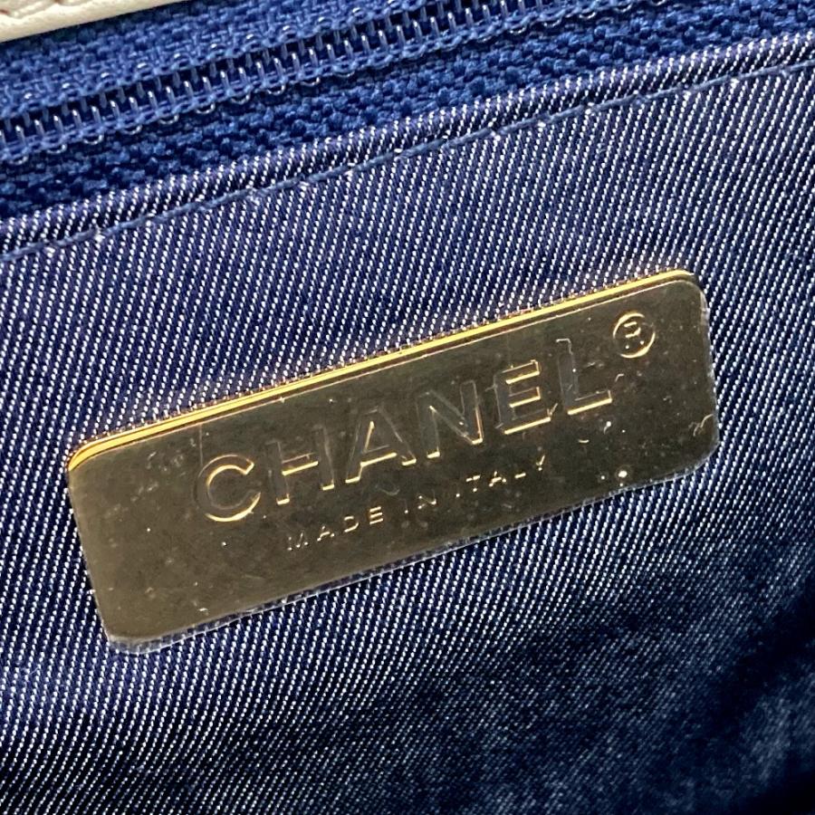 CHANEL シャネル CC ココマーク フラップ ポシェット チェーン ショルダーバッグ レザー ホワイト×レッド レディース【中古】_8