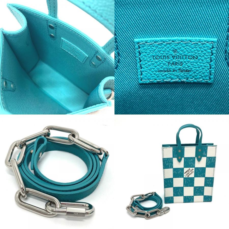 未使用 LOUIS VUITTON ルイヴィトン N60495 ダミエチェッカーボード サックプラＸＳ ショルダーバッグ レザー ターコイズ レディース | LOUIS VUITTON | 09