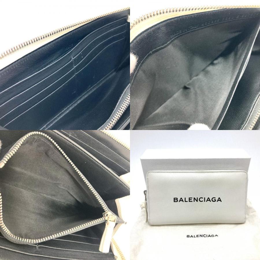 BALENCIAGA バレンシアガ 490625 ロゴ エブリデイ EVERYDAY ラウンドファスナー 長財布 レザー ホワイト ユニセックス【中古】 | BALENCIAGA | 09