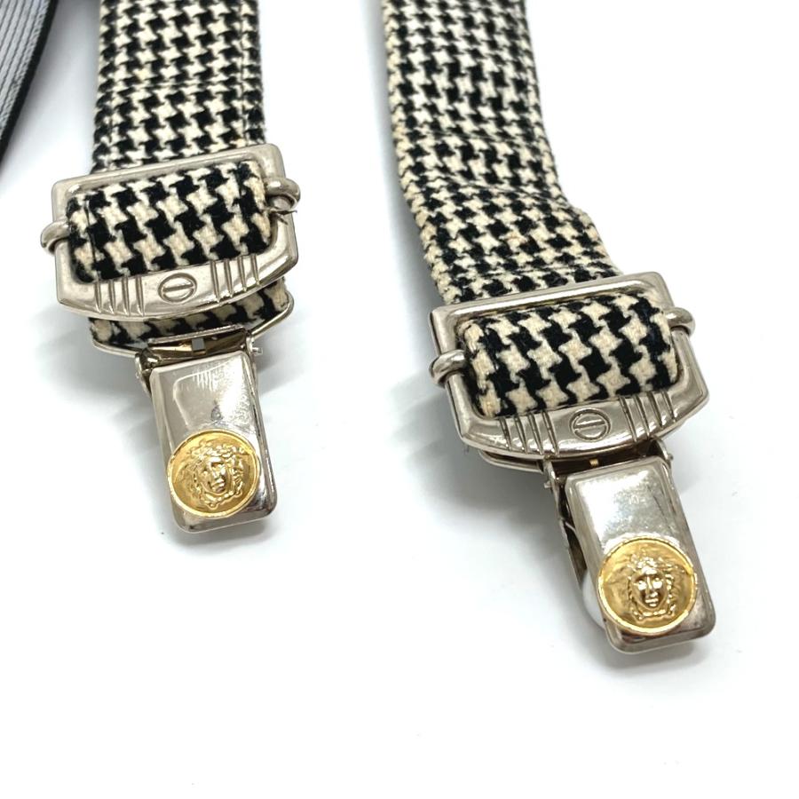 VERSACE ヴェルサーチ 千鳥柄 メデューサ サスペンダー ズボン吊り ファッション小物 ベルト ホワイト×ブラック キッズ【中古】 |  | 01