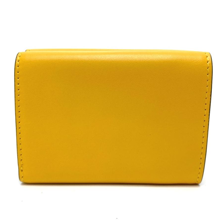 新品同様 FENDI フェンディ 8M0395 マイクロ トリフォード コンパクトウォレット 3つ折り財布 レザー イエロー レディース【中古】 | FENDI | 01