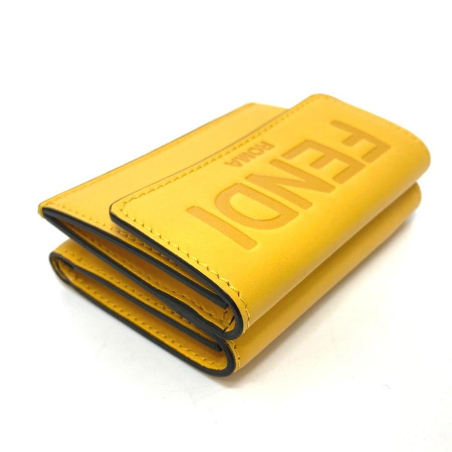 新品同様 FENDI フェンディ 8M0395 マイクロ トリフォード コンパクトウォレット 3つ折り財布 レザー イエロー レディース【中古】 | FENDI | 02
