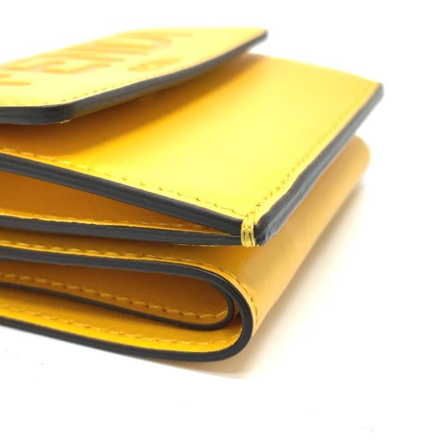 新品同様 FENDI フェンディ 8M0395 マイクロ トリフォード コンパクトウォレット 3つ折り財布 レザー イエロー レディース【中古】 | FENDI | 04