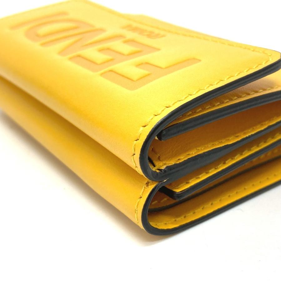 新品同様 FENDI フェンディ 8M0395 マイクロ トリフォード コンパクトウォレット 3つ折り財布 レザー イエロー レディース【中古】 | FENDI | 05