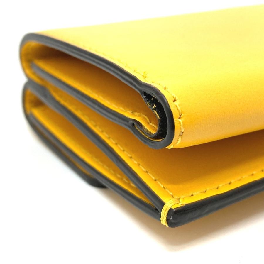 新品同様 FENDI フェンディ 8M0395 マイクロ トリフォード コンパクトウォレット 3つ折り財布 レザー イエロー レディース【中古】 | FENDI | 07