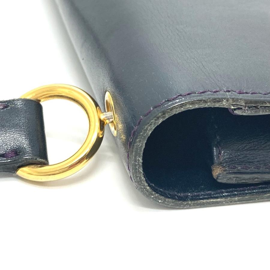 Christian Dior クリスチャンディオール トロッター ヴィンテージ ハンドバッグ ショルダーバッグ レザー ネイビー レディース【中古】 |  | 05