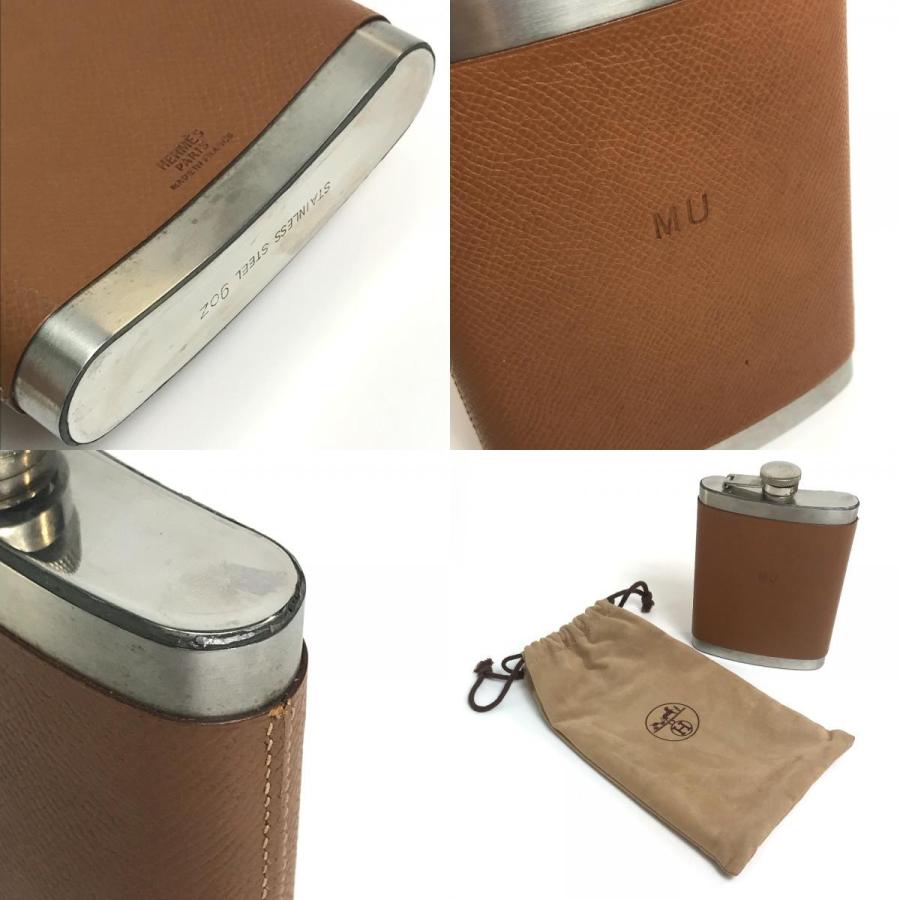 HERMES（エルメス） ウイスキーボトル スキットル 水筒 SS×レザー