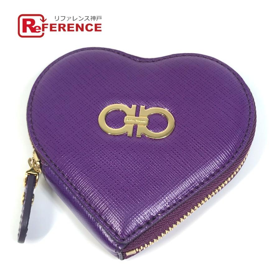 美品 Salvatore Ferragamo サルヴァトーレフェラガモ AU-22 ハート 小銭入れ 財布 ガンチーニ コインケース パープル系 レディース【中古】 | 