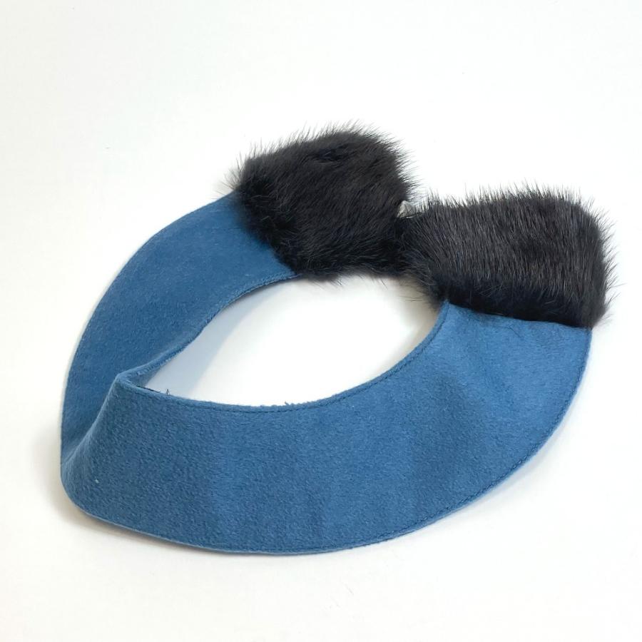 FENDI フェンディ アッタチドカラー 付け襟 雑貨 カシミヤ ブルー×グレー レディース【中古】 | FENDI | 01