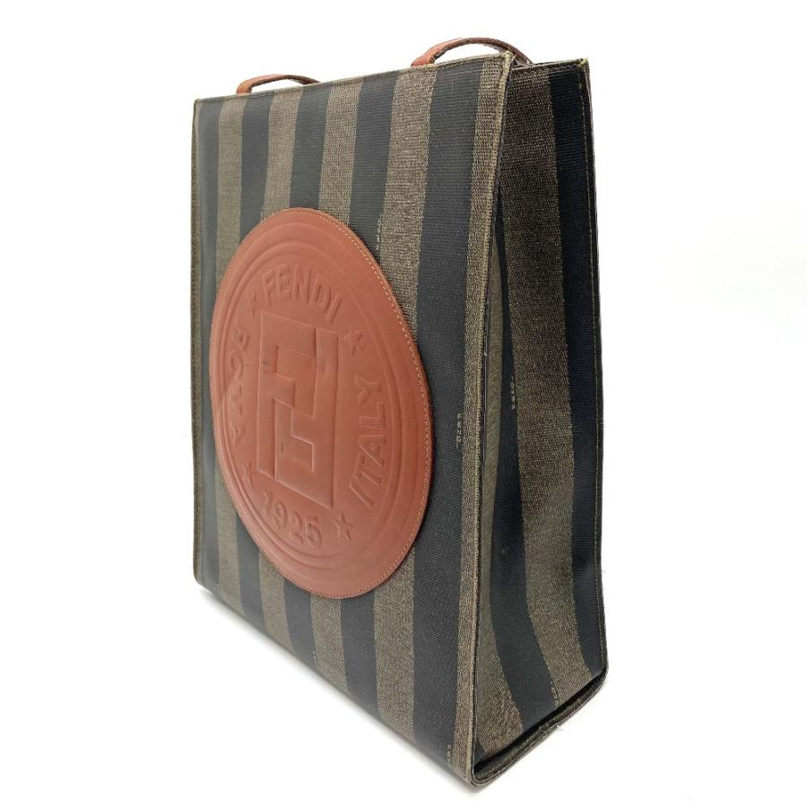 FENDI トートバッグペカン柄PVC レザー大容量大きめロゴ茶色