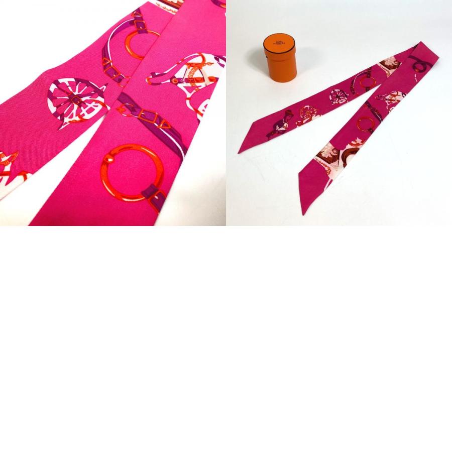 HERMES エルメス ファッション小物 総柄 ツイリー スカーフ シルク ピンク レディース【中古】 | HERMES | 09