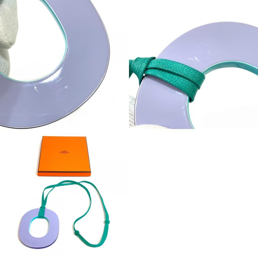 HERMES エルメス イスムピグマンGM ウッド ペンダント ネックレス ラッカー キュラソー/パルム/ブルー レディース【中古】 | HERMES | 09