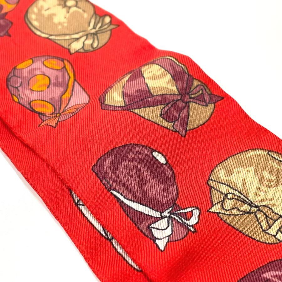 HERMES エルメス JOCKEY 馬術用帽子柄 ツイリー アクセサリー スカーフ シルク レッド×オレンジ レディース【中古】 | HERMES | 04