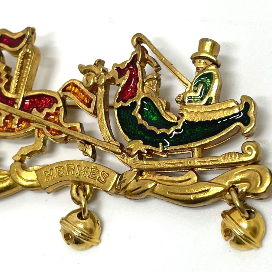 HERMES エルメス クリスマス トナカイ サンタ ヴィンテージ ブローチ 七宝焼き ゴールド レディース【中古】 | HERMES | 03
