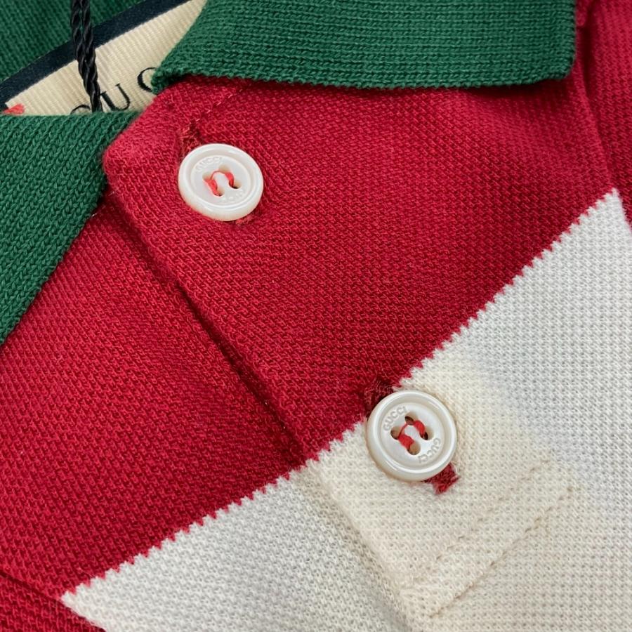 GUCCI グッチ 695744 GG ストロベリー パッチ付き ビッグストライプ ペット Tシャツ ドッグウェア コットン レッド【中古】新品同様 | GUCCI | 07