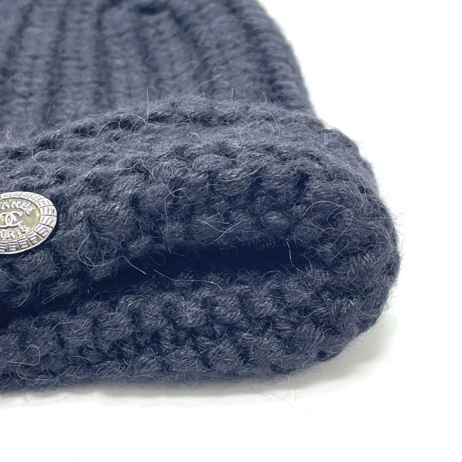 CHANEL シャネル P39166 CCココマーク 編み込み ニットキャップ 帽子 ニット帽 シルク ブラック レディース【中古】 | CHANEL | 04