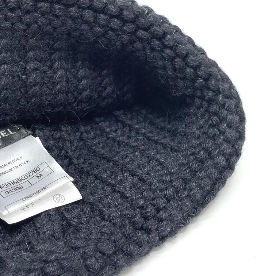 CHANEL シャネル P39166 CCココマーク 編み込み ニットキャップ 帽子 ニット帽 シルク ブラック レディース【中古】 | CHANEL | 09