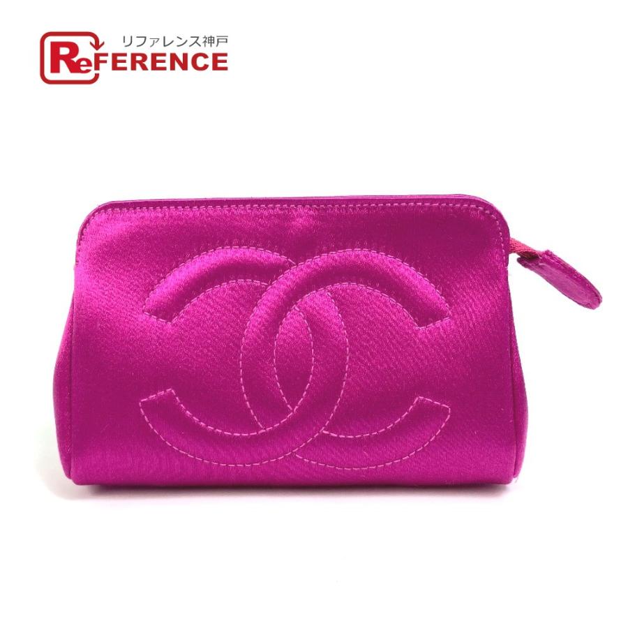 CHANEL シャネル CC ココマーク 小物入れ ポーチ サテン パープル系 レディース【中古】 | CHANEL